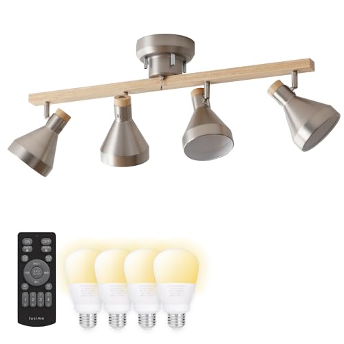 VENTOTA シーリングライト 4灯 調光調色 リモコン付き LED電球60w付き シーリング スポットライト E26 天然木 おしゃれ 北欧 リビング 天井 ダイニング 照明 照明器具 和室 寝室 Otros NK